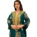 Muslim Robe Embroidered Ostrich Hair Gold Lace Evening Dress_ecoleips.com