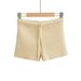 Aria Basics Aria Basics European American Style Elastic Waist Stretchy Bodycon Knitted Shorts, Autumn And Winter Ribbed Slim-fit Solid Color_ecoleips.com