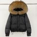 Women's Winter Short Down Jacket With Detachable Fur Hood - 85% White Duck Down, Thickened Loose Fit, 3D Embroidery_ecoleips.com