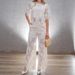 Summer Lace Set – Floral-Embroidered Peasant Blouse & Wide-Leg Pants (S-XXXXL, 2 Airy Colors, Polyester Sheer For Boho-Chic Layering)_ecoleips.com
