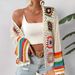 Women's Clothing Hand Crocheted Sweater Long Sleeved Tops New Spring And Autumn Color Plaid Crocheted Handmade_ecoleips.com