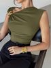 2026 Summer New Product Temperament Simple Sleeveless Metal Ring Design Solid Color Thin Vest Top_ecoleips.com