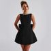Women's Clothing Pearl Bow Fashion Slim Short Skirt Back Hot Girl A Line Dress_ecoleips.com