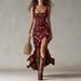 Bohemian Retro High Slit Camisole Dress Sleeveless Ruffled Detail Women's Independent Site New Arrival 2026_ecoleips.com