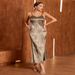 Women's Spring/Summer Fashion Jacquard Color Slip Dress_ecoleips.com