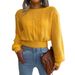 Aria Basics Aria Basics Ins Style Real Shot Autumn Winter European American Casual Braided Lantern Sleeve Waist-Cinching Knitted Sweater_ecoleips.com