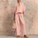 Women's Solid Color Zip up Sweatshirt And Straight Leg Pants Set Casual Loose Fit Autumn Summer European American Style_ecoleips.com