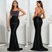 Women's Clothing Hot Diamond Strap Hollow Pleated Fishtail Skirt Dress_ecoleips.com