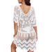 European And American Beach Sun Protection Women's Loose-fitting Mid-length Pullover Dress With Water-soluble Lace_ecoleips.com