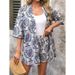 Summer Elegant Printed Two Piece Set For Women Short Sleeve Top With Tie Waist High-Waisted Shorts Vacation Style_ecoleips.com