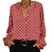 New Women's Spring V-Neck Long Sleeve Stylish Elegant Printed T-Shirt Shirt_ecoleips.com