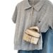 Elegant Women's Knit Short-Sleeve Top in Gray with Lapel Bow Tie Slim Fit Breathable Stylish Fashion for Ladies_ecoleips.com
