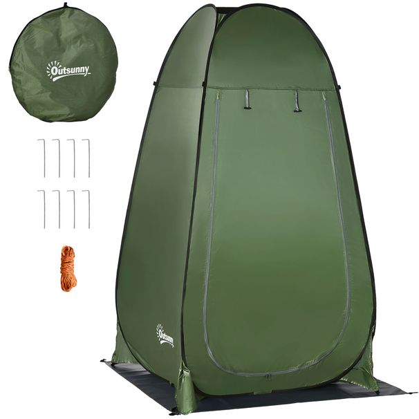 Tienda De Ducha Camping Portátil Con Bolsillo Bolsa De Transporte Y UV 20+ Para Baño Inodoro 126x124x189 Cm Verde Oliva_ecoleips.com