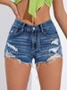 Women's Clothing High Waist Slim Fit Hair Edge Denim Shorts_ecoleips.com