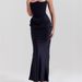 2026 European And American New Style Multi-color Waist Cinching Off-shoulder Fishbone Ruched Long Bodycon Dress Satin_ecoleips.com