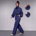 Trendy Contrast-Trim Women's Zip-Up Jacket & Jogger Pants Set – Streetwear Activewear (S-XL) | Lightweight Polyester For Summer_ecoleips.com