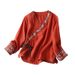 Summer Women's Clothing In A Traditional Ethnic Style: A Cotton-Linen Blouse With A Diagonal Neckline And Embroidery Des_ecoleips.com