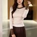 2025 #Superior Choice # Advanced Design Style Western Color Contrast T-Shirt Women's Long Sleeve 2025 Autumn New Cotton Base_ecoleips.com