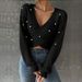 Aria Basics Aria Basics Cross-Border European And American Autumn New Women's Sweater Versatile Beaded Off-Shoulder Slim Fit Long Sleeve_ecoleips.com