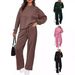 Premium Stretch-Waist Lounge Set For Women - Oversized T-Shirt & Elastic Joggers (5XL Plus Size, 4 Trend Colors, 850g Heavy Fleece)_ecoleips.com