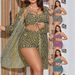 Aria Basics Cross-border Geometric Pattern Plus-size Swimsuit For Women, High-waisted Cover-up Three-piece Bikini Set In_ecoleips.com