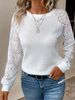 Cross-border Foreign Trade Manufacturer European And American 2026 New Solid Color Lace Long-sleeve Hollow-out_ecoleips.com