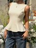Women's Sleeveless Fitted Waist Top With Ruffled Hem Versatile Style Backless Design Bow Tie_ecoleips.com