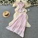 Women's French Style Summer Elegant Two Piece Set Gentle Sweet Collared Vest Pleated Skirt Fashionable Sophisticated Feel_ecoleips.com