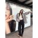 Women's Clothing Diamond Pattern Slim Fit Jeans Korean Style Loose Straight Leg Wide Leg Pants For Women_ecoleips.com