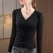 Mesh Base Shirt Women's Spring Women's Cross V-Neck Shirt Waist Inner Top Wholesale_ecoleips.com