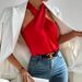 2026 Summer New European And American Women's Clothing Satin Neck Sleeveless Vest Crossed, Satin Imitation Silk Top_ecoleips.com