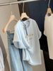 Korean Style Women's Short Sleeve T-Shirt Beaded 3D Letters round Neck Summer Loose Casual Fashion Simple Versatile Slimming Top_ecoleips.com