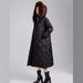 Women's Long Hooded Down Jacket With Fox Fur Trim, Thickened Warm Winter Coat, Windproof Slim Fit Parka, 90% White Duck Down Filling_ecoleips.com