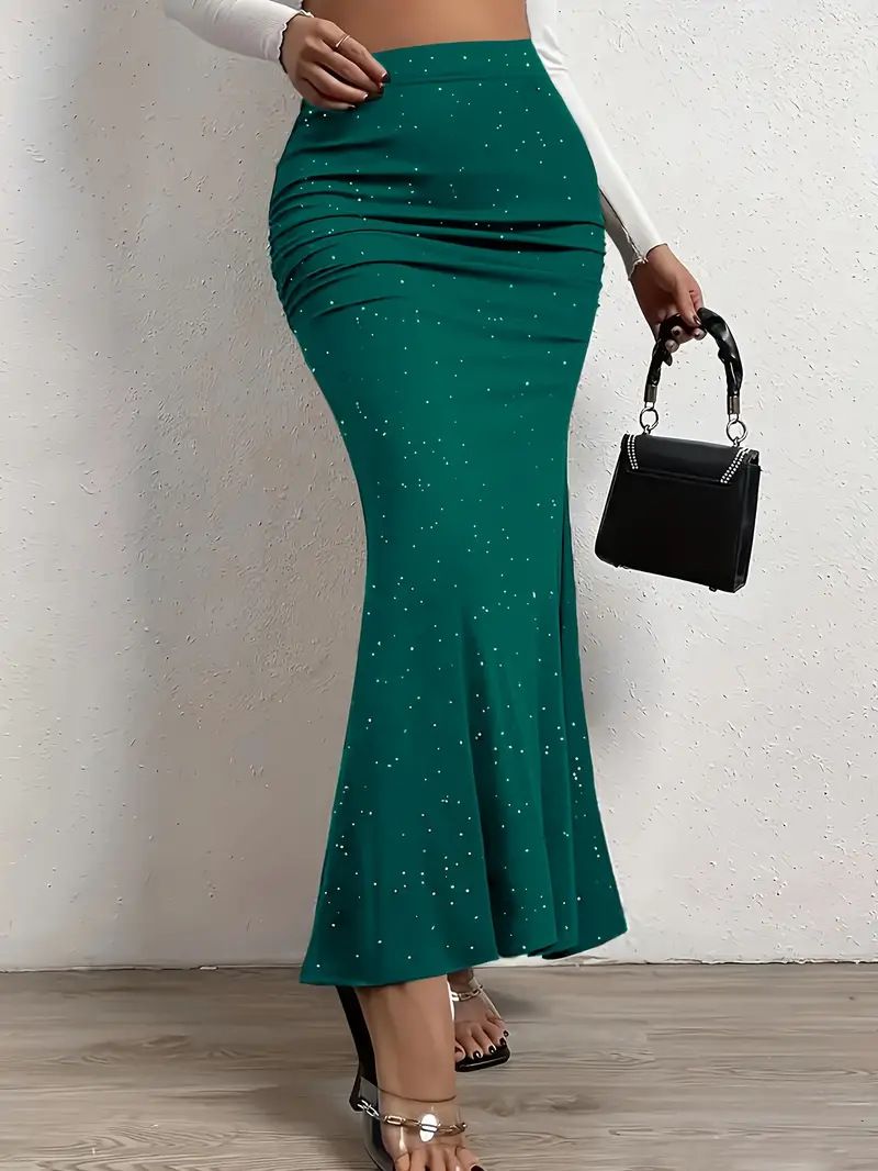 Verve 2025 New Sexy Sequin Slim Fit A-line Bodycon Long Mermaid Skirt For Women_ecoleips.com