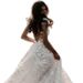 Women's Lace Dress Deep V Neck Wedding Dress Swing Skirt Style Spring New Fashion Big Size Party Wear_ecoleips.com