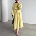 Elegant Long Sleeve A-Line Dress For Women - Stretchy Polyester High Waist Flowy Maxi Dress With Hood, Casual & Formal Wear_ecoleips.com