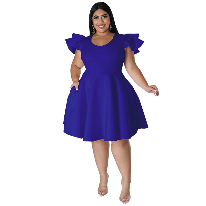 Plus Size Women's Clothing European American Style New Full Skirt Dress Multi Color Self-Produced_ecoleips.com