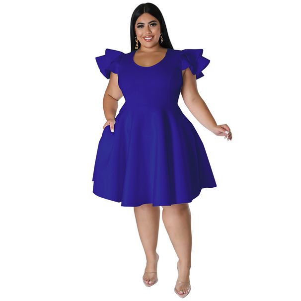 Plus Size Women's Clothing European American Style New Full Skirt Dress Multi Color Self-Produced_ecoleips.com