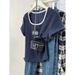 Women's Square Neck Contrast Color Short Sleeve T-Shirt - Slim Fit, Breathable & Fashionable Summer Top_ecoleips.com