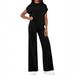 Women's Casual Lounge Set – Stylish Short Sleeve Top & Loose Pants Outfit (Black/Navy/Blue/Beige/Burgundy/Green, S-XXL)_ecoleips.com