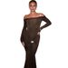 Women's Clothing Autumn And Winter New Style Fashion Temperament One Shoulder Solid Color Long Sleeve Slim Hip Dress Female_ecoleips.com