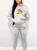 Women's Warm Hooded Zipper Print Sweatshirt with Cartoon Bear Design for Autumn/Winter Casual Street Dance Fashion Set with Sweatpants_ecoleips.com