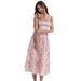 S32126 Spring/Summer Women's European And American Style Strap Short-Sleeve Tube Top Floral Print A-Line Long Dress_ecoleips.com