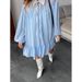 Autumn Loose Collar Dress With Belt, Bold Color Contrast, Stylish And Chic For Casual Commuting_ecoleips.com