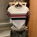 Women's Striped Knit Top Short Sleeved Sexy Slimming Trendy Base Layer Spring Summer_ecoleips.com