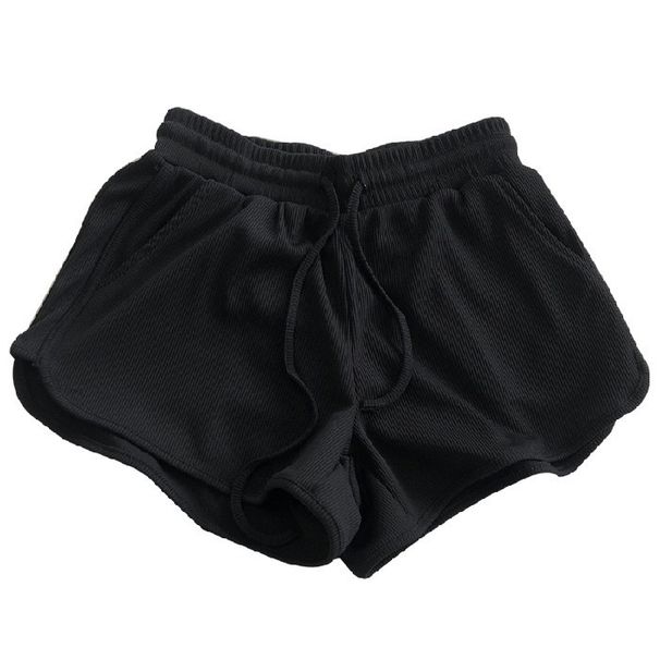 Women's Ice Silk Ribbed Shorts Korean Style Loose Fit Tight Waist Wide Leg Elastic Sports Pants Slimming Hot Summer_ecoleips.com