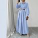 LH09 Women's Long Sleeve Shirt Collar A-Line Dress With Waist Tie - Elegant Office Wear For Autumn Season_ecoleips.com