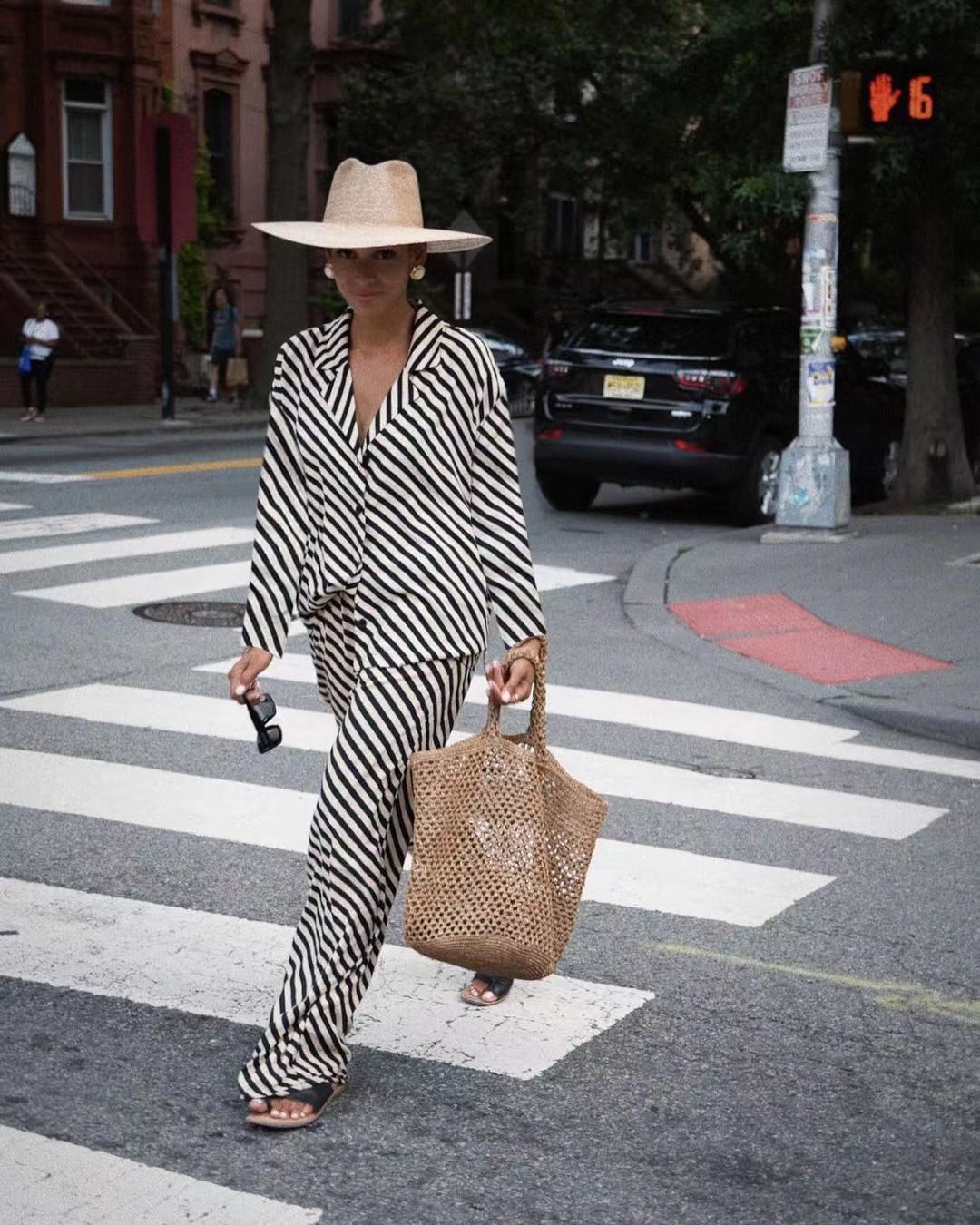 Women's Clothing Elegant Striped Lapel Single Breasted Long Sleeved Shirt Elastic Waist Straight Pants Suit_ecoleips.com