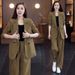 305#TC Plus Size Blazer & Wide-Leg Pants Set – Professional Stretch Suit For Curvy Figures (M-4XL) | Wrinkle-Resistant Polyester Office Wear_ecoleips.com