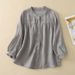 Aria Basics Aria Basics Foreign Trade Italian Women's Clothing***Discounted Cotton-Linen Shirt, Lightweight Loose-Fit Slimming Three-Quarter_ecoleips.com